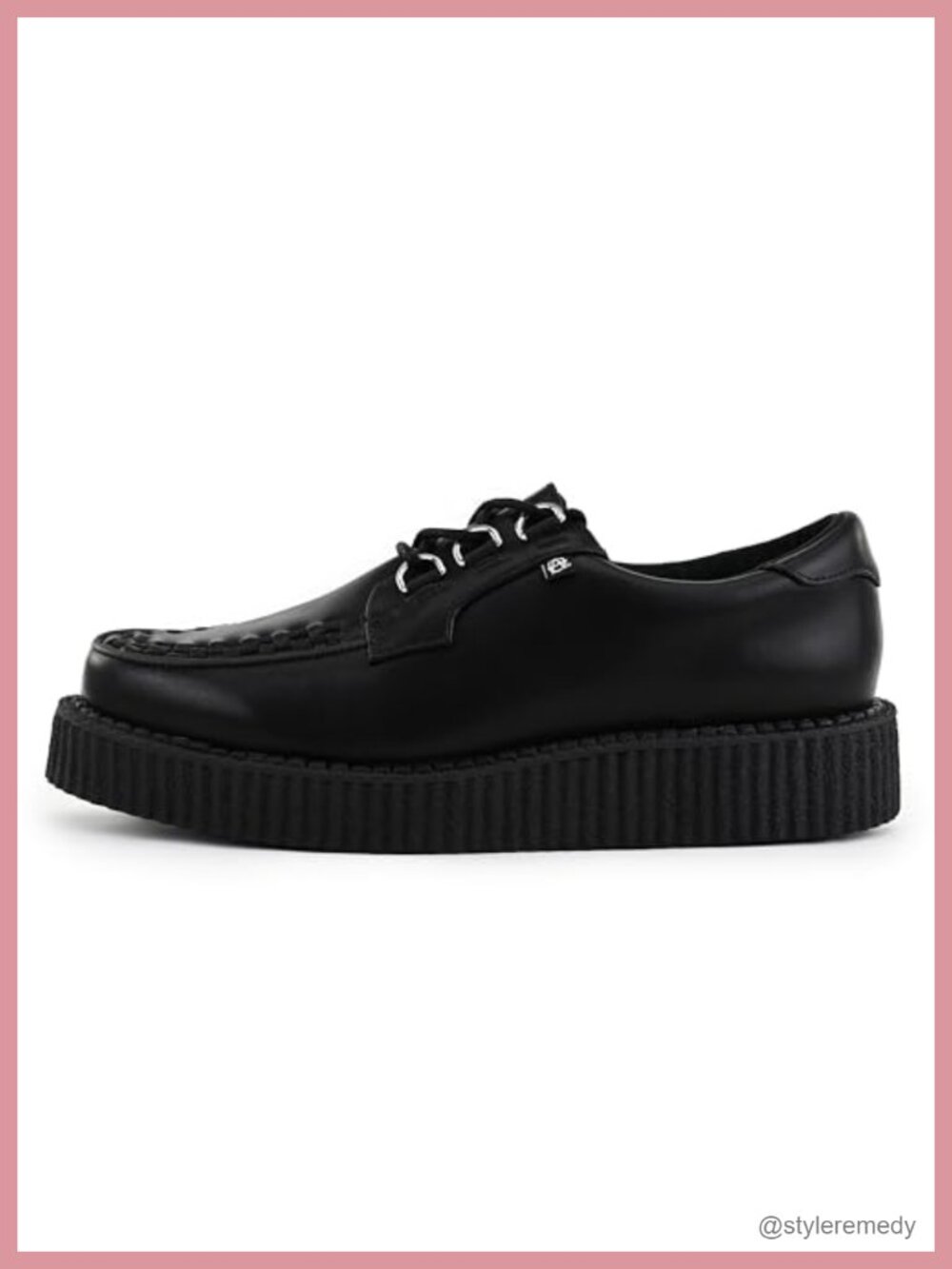Faux Leather Platform Creeper Shoes Chunky Sole Lace Up Casual